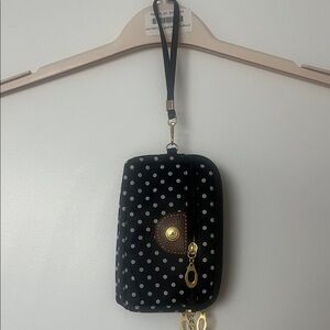 Polka Dot Wristlet with Gold Accents